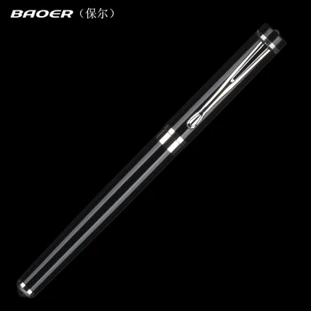 Originali Baoer 521 Roller Ball Pen Full metal Matinė Juoda Roller ball Pen Sidabro Įrašą 0,5 mm vidutinis Plunksnų Verslo raštinės reikmenys
