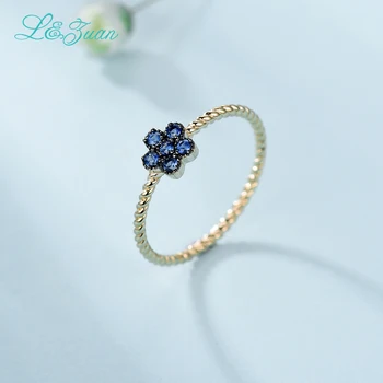 L&Zuan 14K White Gold Diamond Žiedai Moterims Mažų Gėlių Dizainas Fine Jewelry Šalis Dovana Žiedas Mados Chic Priedai 0019-1