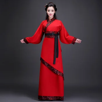 Kinijos Liaudies Šokių Raudona ir Juoda Moterų Tang Dinastijos Hanfu Senovės Drabužiai, Kostiumai, Scenos Šokių Šou Dėvėti Fotografija