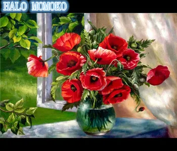 Aikštėje daimond tapyba su gėlių vaza mozaikos vaizdą 5d 
