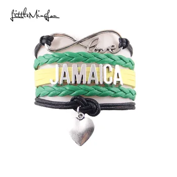 Begalybė myliu, Jamaika Apyrankę širdies žavesio vyrų odos apyrankės & bangles moterų papuošalai Kelionių suvenyrų Lašas Laivybos