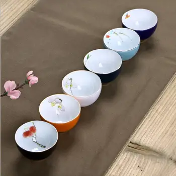 Aukštos kokybės 6pcs/pak Ranka-dažytos dovanų dėžutė pakuotės Arbatos puodelio kung fu taurės keramikos spalvota glazūra abejotinas taurės teaset Gėrimas