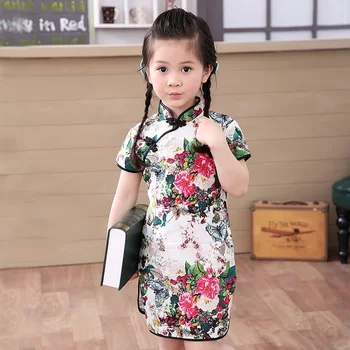 2018 M. Vasaros Kinijos Merginos Vaikus, Drabužiai, Suknelės Vaikams Suknelė Mergaitėms Gėlių Cheongsam Princesė Šalis Nešioti