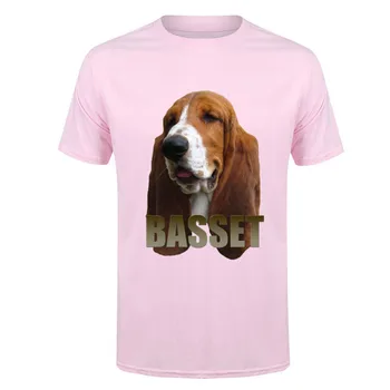 Komedija Spausdinti Funky Marškinėliai vyras Organinės Medvilnės Basset Hound animacinių filmų šuo vyriški T Shirts, Gražus, Puikus Šuo, Palaidinės Mens Tee Viršūnės