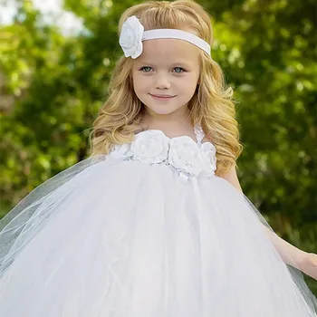 Naujas Gėlių Mergaičių Suknelės Baltos Merginų Grupė Vestuvių Suknelė Vaikai Vaikai Tutu Suknelė Princesė Kamuolys Suknelė Kostiumai Skraiste Filė Enfant