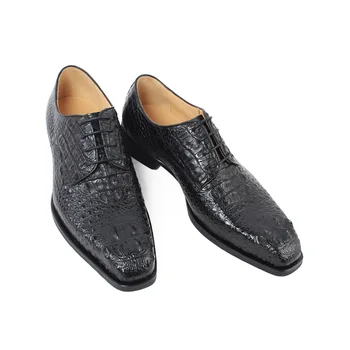 Vikeduo 2018 Karšto Prabangus Rankų darbo Juodos spalvos Krokodilo odos batai Vyrų Dizaineris natūralios Odos Suknelė, Vestuvės batų Mens Batai Derby