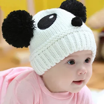 2018 Kacakid Šilta Vaikščioti Kūdikiams, Vaikams, Cartoon Panda Kamuolys Knited Nėrimo Beanie Kepurė Žiemos Skrybėlę Y6