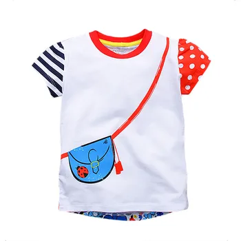 šokinėja metrų Mergaičių drabužius t shirts aplikacijos gyvūnų triušis mielas vaikų vasaros viršūnes tees vaikams drabužių trumpas rankovėmis marškinėliai