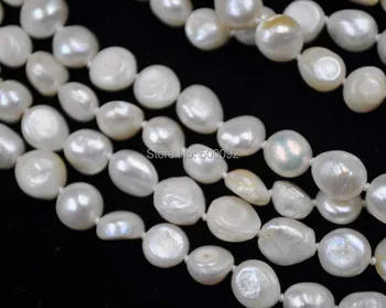 120cm white 9-10mm Baroko dirbtiniu būdu išaugintų perlų vėrinį nemokamas pristatymas