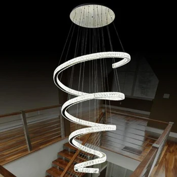 Spiralės dizaino, modernios LED šviestuvo kristalų lempos Dia80*H220cm blizgesio viešbutis laiptai, apšvietimas šviestuvai