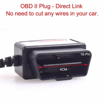 Automobilių OBDII Įkrovimo Kabelis, Mikro USB Maitinimo Adapteris - 16Pin OBD2 Jungtis Tiesiogiai Kroviklis Gps DVR Kamera Planšetinį kompiuterį E-šuo Telefono
