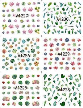 2018 12 lapų grožio gėlių gėlių dizainas Nagų Dailės Vandens Perdavimo Lipdukai, lipdukai Nagų Priedai, manikiūro įrankiai lipdukas 1236