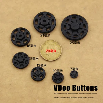100 vnt. plastikinių snap mygtukų didmeninė nailono naujas slaptas kėlimo sagties mygtuką, liftas, apvalios juodos aišku, B7-1