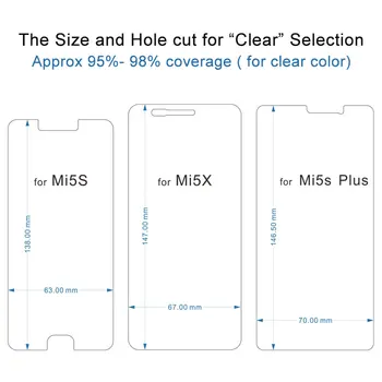 2vnt Ekrano apsaugos Xiaomi mi5s Plius mi5X mi 5X mi A1 Grūdintas Stiklas su kieta paketo aišku, 2.5 D Arc 9H kietumu