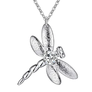 Karšto markės dizaino sidabro dragonfly karoliai pakabukas su cirkono bižuterijos gražus Mielas vestuvių dovana moters Aukščiausios kokybės
