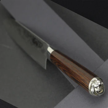 HAOYE 7 colių damaske santoku peilis Japonų virtuvės peiliai vg10 damasko plieno, suši, žuvies peilis 2018 naujas gražus statula dovana