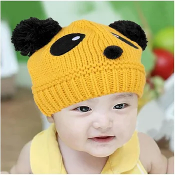 Panda Megzti Kūdikių Mergaitės, Skrybėlės Bebes Vilnos Naujagimio Bžūp Vaikams žiemos skrybėlę Berniukai Kepuraitė Vaikas Kibiro Kepurę Bonet Mezgimo