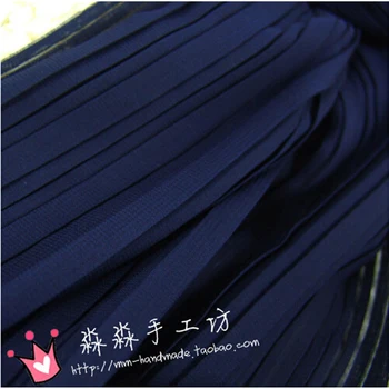 Aukštos Qulity Tekstilės audiniai, Tamsiai Mėlyna Organų Pynė Vingiuoti Nėriniais, Šifono Audinio Didmeninė Plisuotos Tamsiai Mėlyna Suknelė