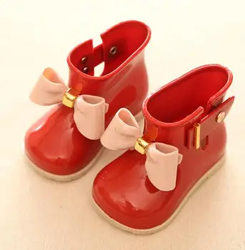 Karšto pardavimo Mielas kūdikis merginos rainboots puikus bowtie princesė lietaus batai mergaitėms, vaikams, vaikams, saldainiai spalvos batai vandeniui