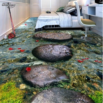 Beibehang Užsakymą didelė freska akmens upės vandens vonioje 3D grindų sustorėjimas aplinkos vandeniui pvc dėvėti filmas
