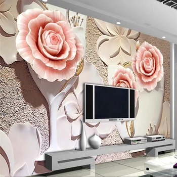Beibehang Užsakymą tapetai, 3D Foto freskos Gyvenimo kambario, miegamasis Rose paramos Freskos TV foną Papel de parede 3d tapetai freskomis