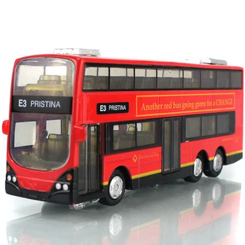 Nauji lieti modelio autobusų metalo diecasts miniatiūriniai žaislai traukti atgal, dviejų sluoksnių, mirksi pagal muzika aukštos modeliavimas turistinis autobusas