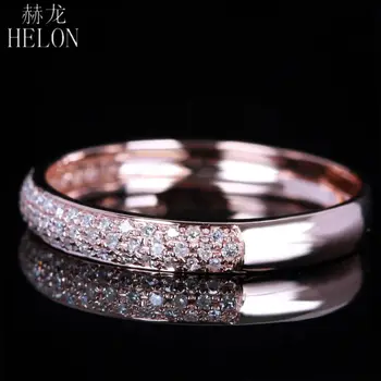 HELON Kietas 10k Rose Gold Nutiesti 0,2 CT Originali Gamtinių Deimantų Elegantiškas Grupių Dalyvavimas & Vestuvių Moterų Fine Jewelry Žiedas