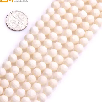Perlas-viduje Natūralus Apvalus Briaunotas Baltųjų Koralų Karoliukų Papuošalai Priėmimo 7mm 15inches 