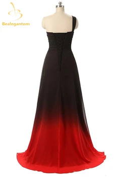 Bealegantom Vieną Petį Juoda Raudona Ombre Prom Dresses 2017 Su Šifono Plus Size Vakaro Šalis, Chalatai Vestido Longo QA1078