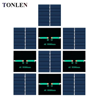 TONLEN 10VNT Epoksidinės Saulės Skydelis 3 V 150mA Saulės Elementų 60*55mm DIY Saulės Sistemos Baterijos Modulis Saulės Skydelis