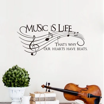 Muzika yra gyvenimas.. tai kodėl mūsų širdis jau plaka - Vinilinis Sienų Lipdukas Lipdukas Muzika , muzikos sienos meno apdailos nemokamas pristatymas