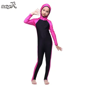 Naujas Musulmonų Arabų Vaikų Mergaičių Kuklų maudymosi Kostiumėliai, Pilnas draudimas maudymosi kostiumėlį Islamo Paplūdimio 2-14Y