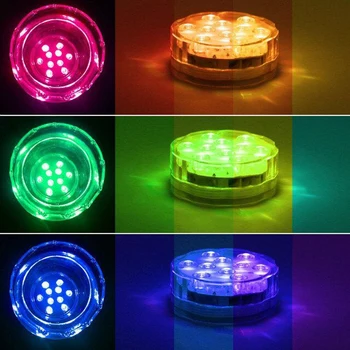 1pc Stalo dekoracija LED Baterijos, šviesos, atsparus Vandeniui lempos, Povandeninis LED Lemputė Su Nuotolinio Valdymo LED vestuvių papuošalai