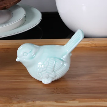 Pietryčių Azijos stiliaus tauriosios keramikos cyan paukščių skulptūros Cute little paukštis, keramikos amatai darbalaukio baldų gimtadienio/vaikų dovanų