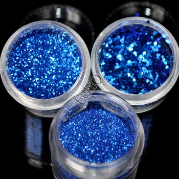 Royal Blue Šešiakampis Atspalvių UV Gelis Nagų Dailės Blizgučiai Dulkės, Milteliai Lapas 3D Nagai Patarimas Dekoracijos 