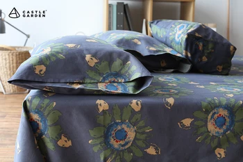 Prekės Saulėgrąžos Tapyba Spausdinti, Medvilnės patalynės komplektas lova lapas/įrengtas lakštai/antklode padengti/pagalvės užvalkalą Namų Tekstilės King Size