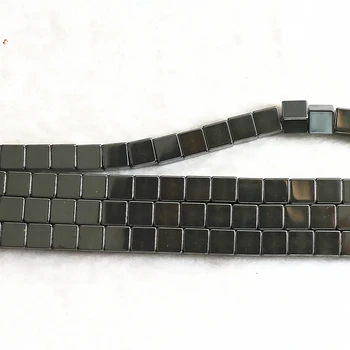 Karšto pardavimo juodas akmuo hematitas naujas 4mm 6mm 8mm 10mm dydžio kubas, kvadratas prarasti karoliukai padaryti Papuošalai B229
