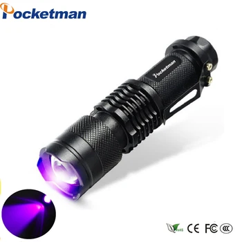 UV Mini žibintuvėlis CREE LED Žibintuvėlis 395nm lempos Bangos ilgis yra Violetinės Šviesos ir UV spindulių 9 LED Blykstė Torcia Linterna Aliuminio Lempos