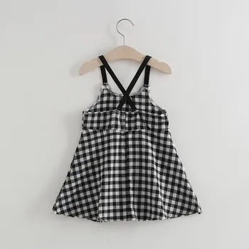 2018 Nauja mergina vasaros pledas suknelė vaikai rankovių medvilnės drabužius vestidos spausdintuvų kasečių kūdikių, mergaičių suknelės Karšto Pardavimo M1