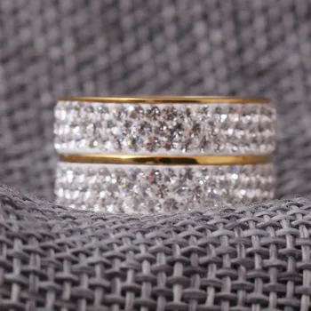 Naujas Atvykimo Aukso Spalvos Klasikinis dizainas Kristalų Papuošalai Vestuvių Mados Žiedai Moterų Papuošalai
