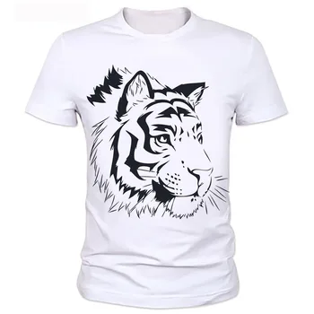 Žmogus vasaros asmenybės kailis Minkštas ir patogus drabužių Mados Marškinėliai Vyrams 3D Tigras Viršūnės Vasarą Įgulos Kaklo T-Shirt 64#