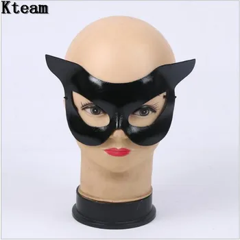 2017 Naujas 1PC Seksualus apatinis trikotažas naktinis klubas Catwoman Betmenas juoda PVC katė moterų veido kaukė, kostiumas Helovinas Catwomen Kaukė Cosplay Prop