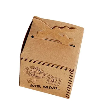 100vnt Kraft Popieriaus, Saldainių Dėžutė Kelionės Tema Derliaus Džiaugtis Lėktuvo Oro Pašto Baby Shower Dovanų Dėžutė Vestuvių Suvenyrai scatole regalo