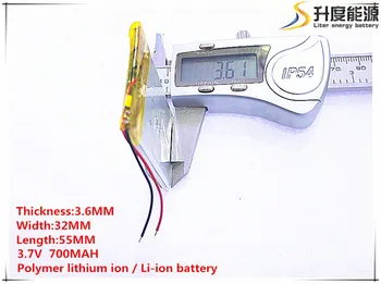 1pcs [SD], 3,7 V,700mAH,[363255] Polimeras ličio jonų / Li-ion baterija ŽAISLŲ,CENTRINIS BANKAS,GPS,mp3,mp4,mobilųjį telefoną,garsiakalbis