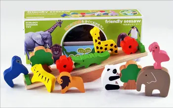 Nemokamas pristatymas Vaikų vaikų švietimo Gyvūnų draugiškas slenksčius ekologija mediniai Pusiausvyrą žaidimas, žaislai, Kūdikių Gyvūnų Blokai Žaislas