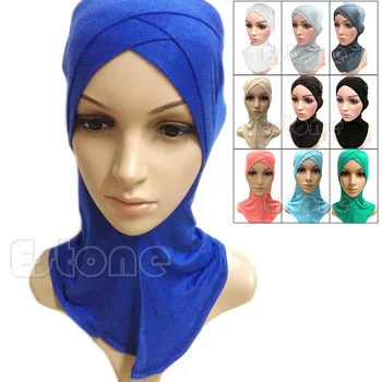 Musulmonų Medvilnės Visiškai Padengti Vidinį Hijab Bžūp Islamo Galvos Dėvėti Skrybėlę Underscarf Spalvų