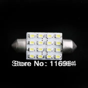 2vnt 39mm 1206 16 SMD Automobilio LED Šviesos Interjero Dome Girlianda Balta Lemputė Šviesos