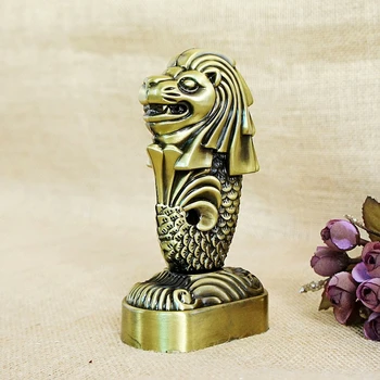 Unikalus Liūto Galva Figūrėlės Miniatiūrinės Europos Metalo Amatų Namų Stalo Apdaila-Geriausia Dovana Amatų Singapūras Merlion Modelis Ornamentu