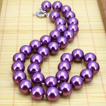 Karšta!violetinė stiklo perlų vėrinį nustatyti 12mm karoliai 18