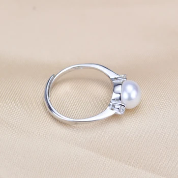 ZHBORUINI Perlų Žiedas Natūralių Gėlavandenių Perlų Papuošalai 925 Sterlingas Sidabro Žiedai Moterims Cirkonis Vestuvių Didelis Žiedas Didmeninės Dovanų